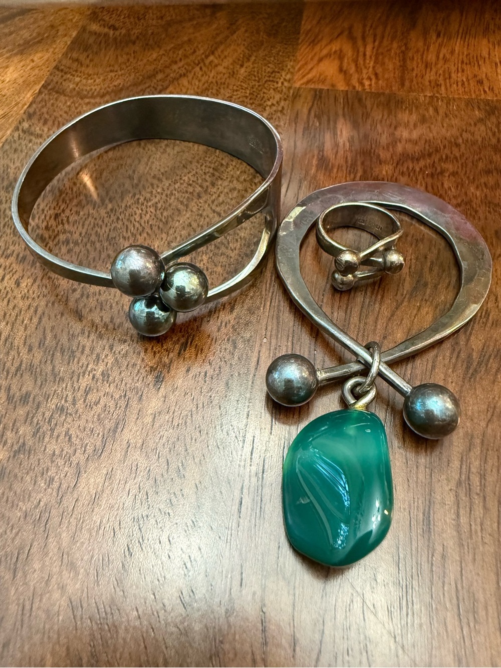 Vintage Anna Greta Eker Sterling Scandanavian Jester Bracelet, ring, pendant - Picture 2 of 14